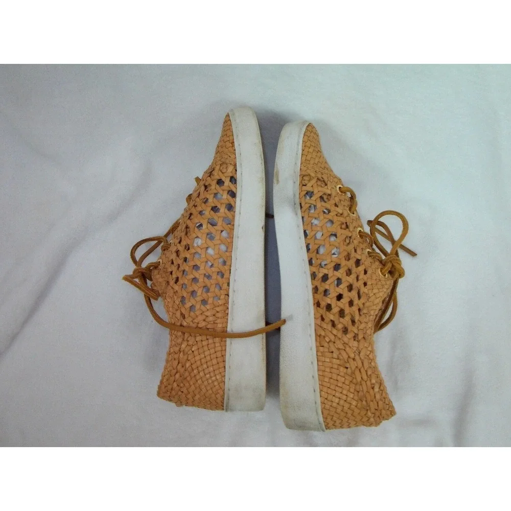 Michael Kors Woven Leather Sneakers Womens 39.5 US9 Brown Comfort Boho Granola